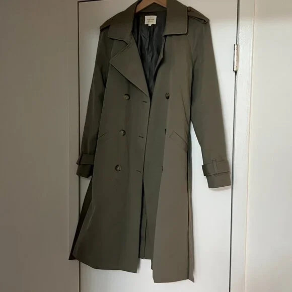 Sezane Olive Trench Coat - Picture 2 of 5